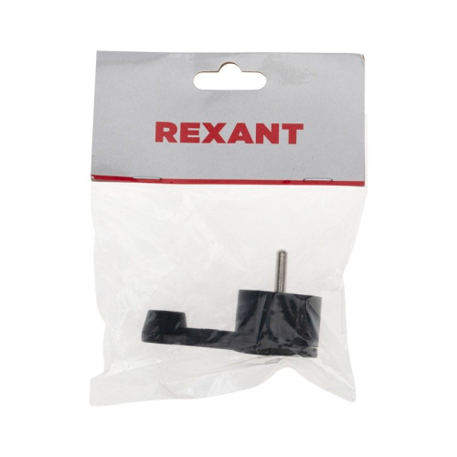 картинка Вилка Евро угловая с з/к 16 А плоская за шкаф черная REXANT от магазина Сантехстрой