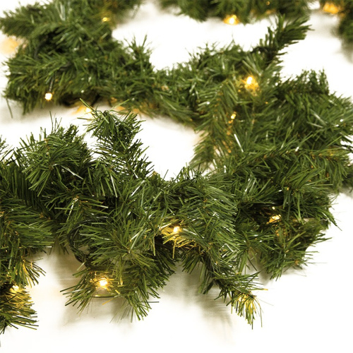 картинка Еловый шлейф искусственный 2,7 м теплое белое свечение 80 LED от магазина Сантехстрой
