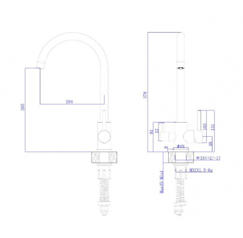 картинка Смеситель для кухонной мойки RUSH с фильтром (SUS9035-37) от магазина Сантехстрой