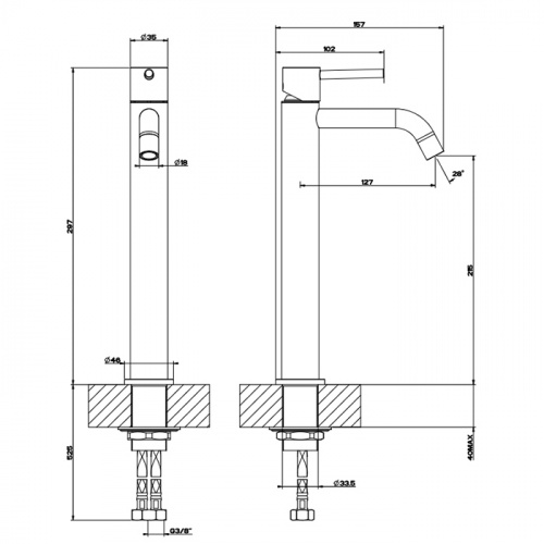картинка Gessi Emporio Via tortona Смеситель для раковины без донного клапана и соединительными шлангами, цвет: Black XL от магазина Сантехстрой