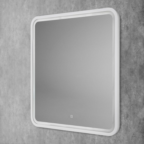 картинка Зеркало Art&Max Genova AM-Gen-800-800-DS-F-White 80х80 с подсветкой, белый матовый от магазина Сантехстрой
