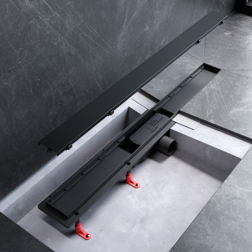 картинка W02SC-U11-080-04BM PrimeFlow Трап для душа линейный универс затвор Tile 80см цвет черн мат от магазина Сантехстрой