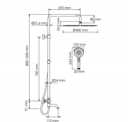 картинка Душевая система Wasserkraft Thermo SK18801CH от магазина Сантехстрой