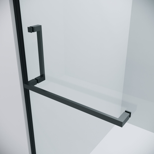 картинка Дверь в нишу 100.K33.03.120.21.00 Pragma (120*195) черный матовый, стекло прозрачное, 1 место от магазина Сантехстрой