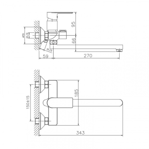 картинка Смеситель для ванны Haiba пепельный (HB22505-3) от магазина Сантехстрой