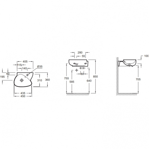 картинка Раковина Jacob Delafon Nouvelle Vague 36 EGK112-00 Белая от магазина Сантехстрой