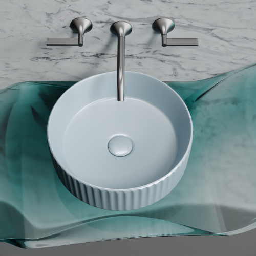 картинка CN6057MHL Умывальник чаша накладная круглая (цвет Серо-Голубой Матовый) Element 360*360*115мм от магазина Сантехстрой