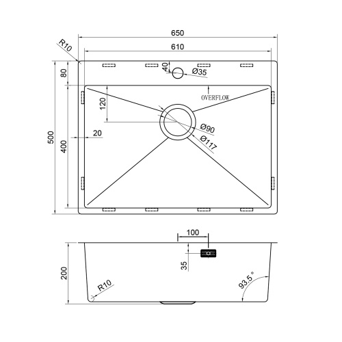 картинка Кухонная мойка Reflexion Iseo RX2265SS полированная сталь от магазина Сантехстрой