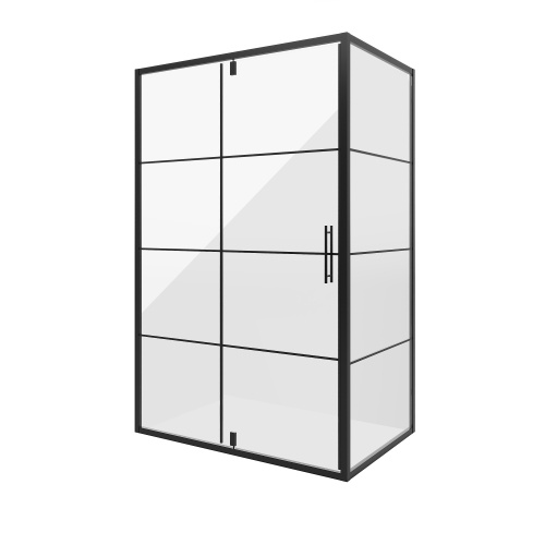 картинка Душевое ограждение Niagara Nova NG-0220-08ВLACK (120х80х195) прямоугольник,черный,дверь распашная,стекло с рисунком,1 место от магазина Сантехстрой