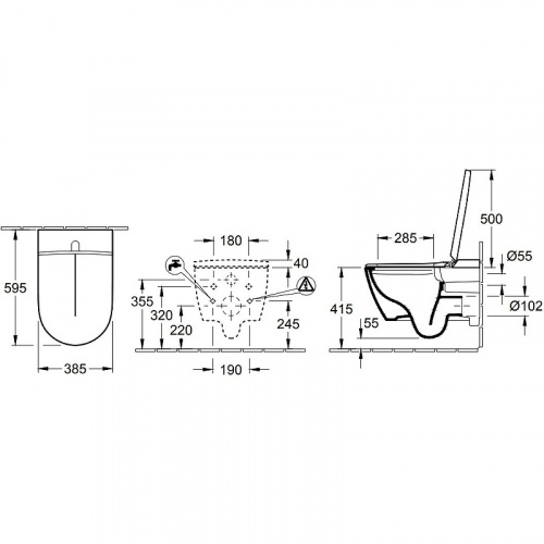 картинка Унитаз-биде Villeroy&Boch ViClean-L V0E100R1 подвесной с сиденьем Микролифт от магазина Сантехстрой