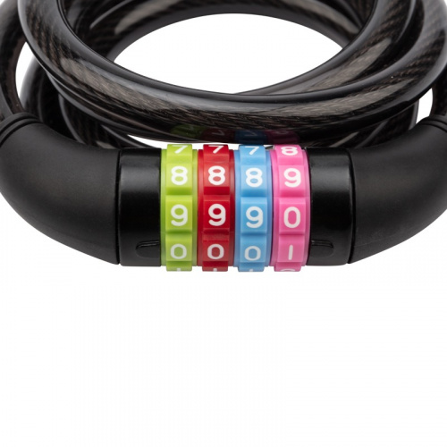 картинка Тросовый кодовый замок взломостойкий для велосипедов и колясок 150 см черный от магазина Сантехстрой