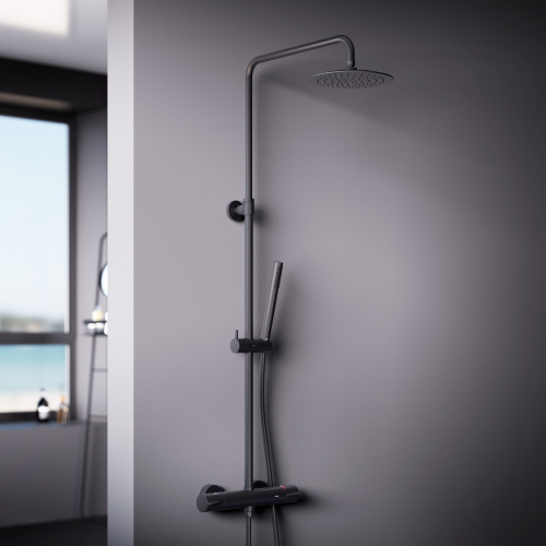 картинка 936800300 Scandinavian Pure душевая система с душевым ТМС смесителем, чёрный от магазина Сантехстрой