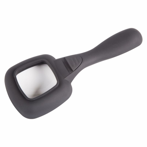 картинка Лупа ручная,  увеличение 4х,  квадратная 50х40мм,  с подсветкой 6LED,  черная REXANT от магазина Сантехстрой