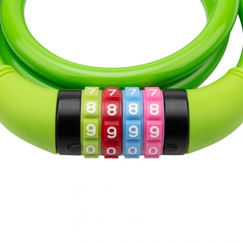 картинка Тросовый кодовый замок взломостойкий для велосипедов и колясок 100 см зеленый от магазина Сантехстрой