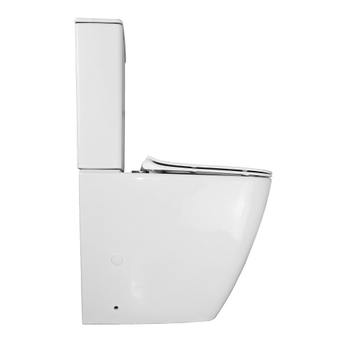 картинка Унитаз-компакт Azario MIRADA S 385х620х920 напольный, безободковый в комплекте с бачком и сиденьем микролифт, белый (AZ-1288A) от магазина Сантехстрой