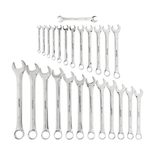 картинка Набор ключей комбинированных 6х32мм,  26 шт, CrV,  полированный хром REXANT от магазина Сантехстрой