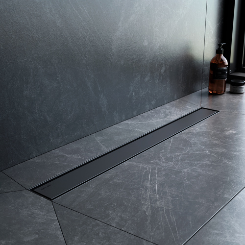 картинка W01SC-U11-070-04BM MasterFlow Трап для душа линейный универс затвор Tile 70см цвет черн мат от магазина Сантехстрой