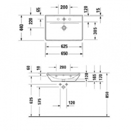 картинка Duravit D-Neo Раковина накладная 650х440  мм, с переливом, с 1 отв. под смеситель, цвет: белый от магазина Сантехстрой