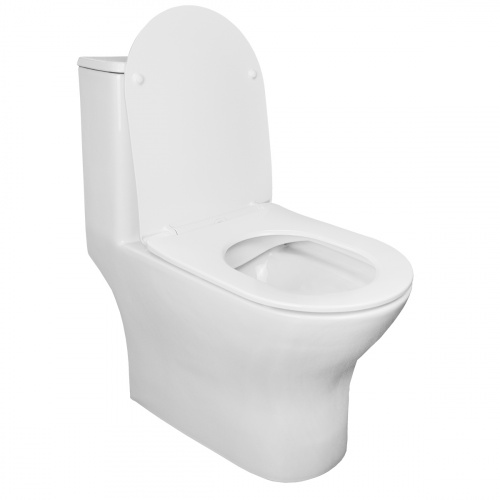 картинка Унитаз - моноблок AZARIO Terni 670x350x760 горизонтальный слив, быстросъемное сиденье микролифт (AZ-8618) от магазина Сантехстрой