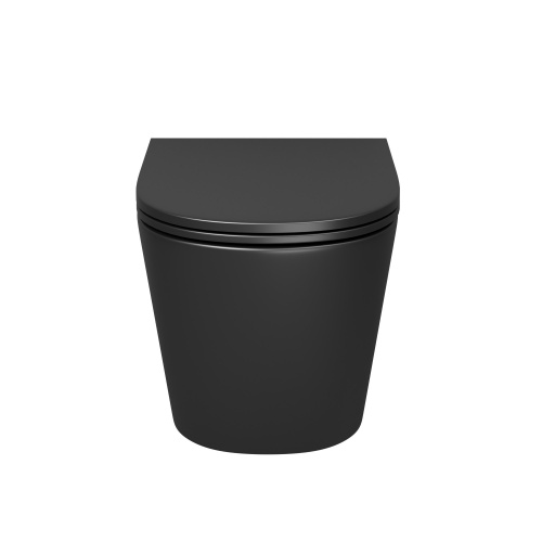 картинка Унитаз подвесной Grossman GR-4478BMSQ (515х355х365) безободковый,черный матовый с тонкой крышкой,микролифт,смыв торнадо,1 место от магазина Сантехстрой