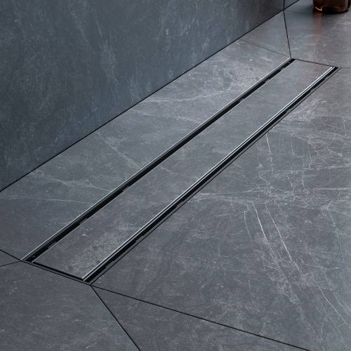 картинка W02SC-U11-060-04BM PrimeFlow Трап для душа линейный универс затвор Tile 60см цвет черн мат от магазина Сантехстрой