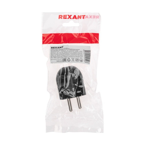 картинка Вилка Евро прямая с з/к 16А черная REXANT от магазина Сантехстрой