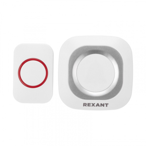картинка Беспроводной дверной звонок в розетку c цифровым кодированием мигающий 36 мелодий 150м IP44 (белый/серый) REXANT от магазина Сантехстрой