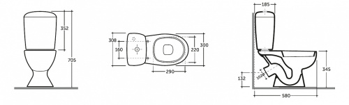 картинка Унитаз - компакт КЕРАМИН Литл Инкоэр 300х580х710 мягкое сиденье, белый (CS00077200) от магазина Сантехстрой