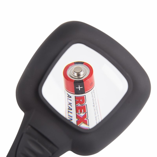 картинка Лупа ручная,  увеличение 4х,  квадратная 50х40мм,  с подсветкой 6LED,  черная REXANT от магазина Сантехстрой