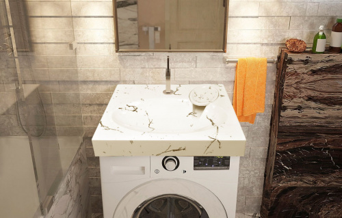 картинка Раковина подвесная Azario Carmen 605х602х85 Белый мрамор (CS00078503) от магазина Сантехстрой