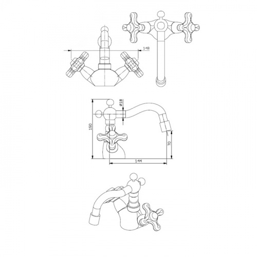 картинка Daniel Revival Смеситель на биде, излив поворотный, с донным клапаном, хром от магазина Сантехстрой