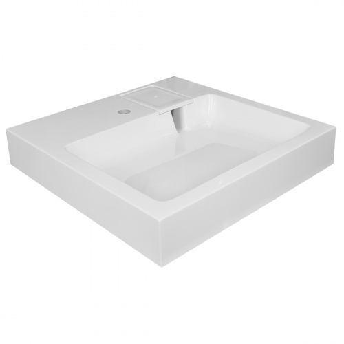 картинка Раковина Azario Slim NEW 600х600х100 литьевой мрамор, сифон в комплекте, белая (CS00086608) от магазина Сантехстрой