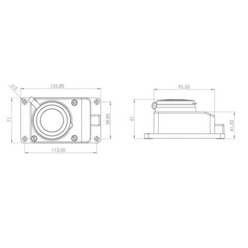 картинка Розетка влагозащищенная настенная с крышкой,  3Р+РЕ,  32 А IP44 черная каучук REXANT от магазина Сантехстрой