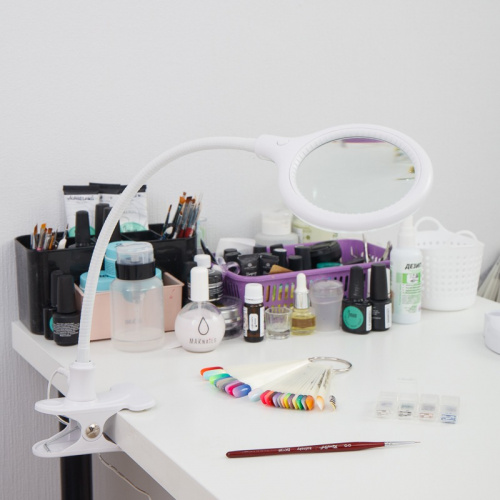 картинка Лупа настольная 3D с подсветкой 30 SMD LED,  подставка+прищепка,  ø95мм,  белая (2014-2R, BO) REXANT от магазина Сантехстрой