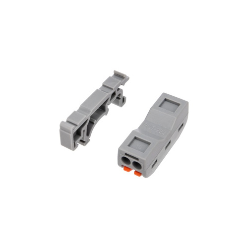 картинка Клемма СМК 222-422D проходная 2-полюсная,  с креплением на DIN-рейку (0,08-4 мм²) серая (50 шт. /уп. ) REXANT от магазина Сантехстрой