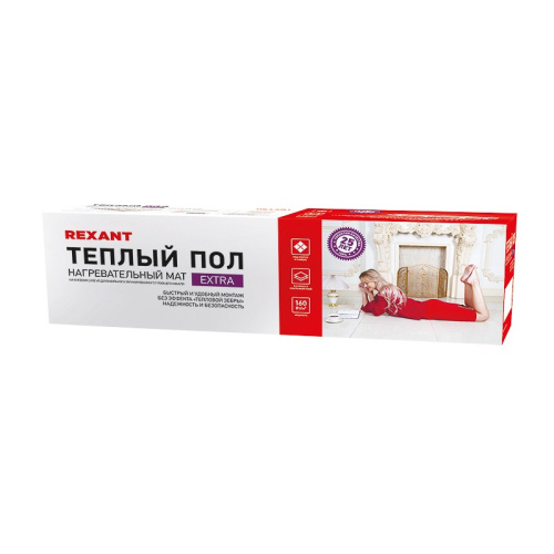 картинка Теплый пол,  нагревательный мат REXANT Extra,  двухжильный,  площадь10 м²,  0.5х20 м,  1600 Вт от магазина Сантехстрой