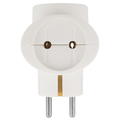 картинка Тройник электрический универсальный 16 А одно гнездо с заземлением белый REXANT от магазина Сантехстрой