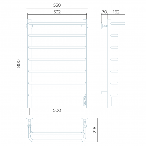 картинка Полотенцесушитель Larusso Стандарт с полкой КС П7 от магазина Сантехстрой