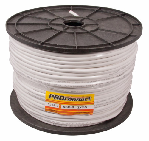 картинка Кабель КВК-В-2+2x0,50 мм² (Cu/Cu) белый,  200 м,  PROconnect от магазина Сантехстрой