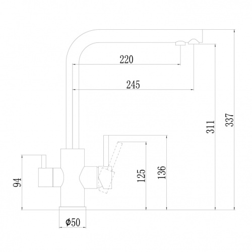 картинка Смеситель для кухонной мойки под фильтр питьевой воды Fmark (FS0962C) от магазина Сантехстрой