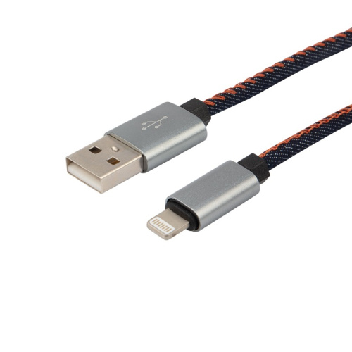 картинка Кабель USB-Lightning для iPhone/2,4A/nylon/denim/1m/REXANT от магазина Сантехстрой