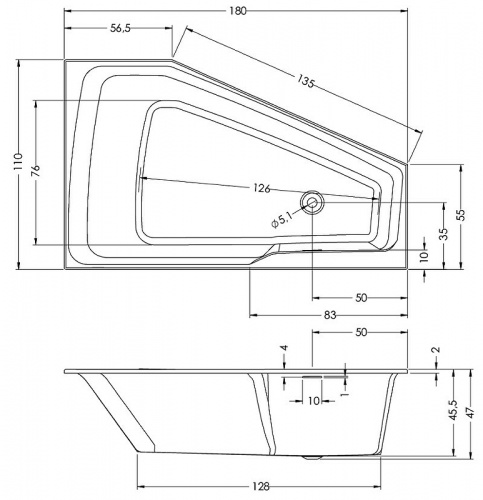 картинка Акриловая ванна Riho Rething Space 180х110 L B116001005 (BR1800500000000) без гидромассажа от магазина Сантехстрой