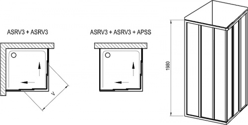 картинка Душевая дверь Ravak Supernova ASRV3-75 198 15V303R2Z1 профиль Черный стекло Transparent от магазина Сантехстрой