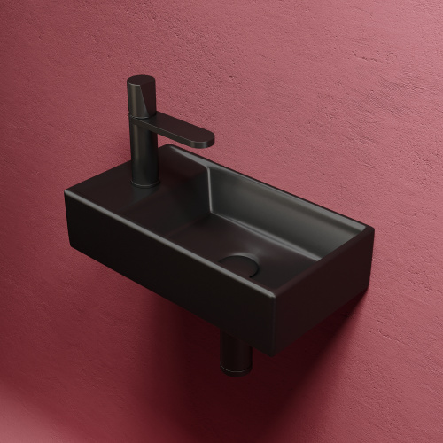 картинка CN6051RMB Умывальник подвесной прямоугольный (чаша справа, отверстие под смеситель слева) цвет чёрны от магазина Сантехстрой