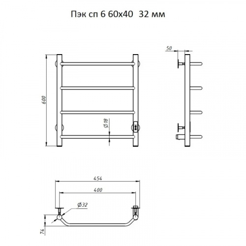 картинка Электрический полотенцесушитель Тругор ПЭК 6 СП 60x40 Хром от магазина Сантехстрой