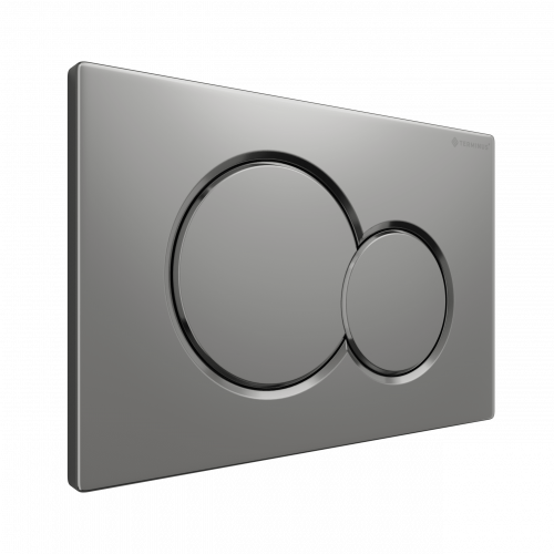 картинка Клавиша смыва для инсталляции Terminus Classic кнопка двойной круг цвет матовый хром от магазина Сантехстрой