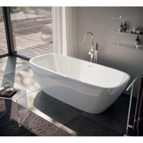 картинка Gruppo Treesse Brio Ванна отдельностоящая 170х72х56 см из искусственного камня, донный клапан белый, ванна цвет белый глянец от магазина Сантехстрой