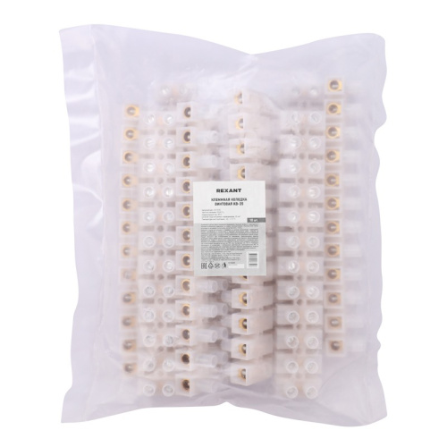 картинка Клеммная винтовая колодка KВ-35 10-35, ток 80 A,  полиэтилен белый REXANT (10 шт. /уп. ) от магазина Сантехстрой