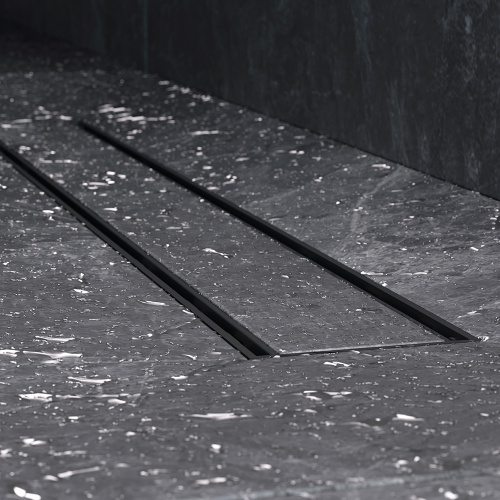 картинка W02SC-U11-060-04BM PrimeFlow Трап для душа линейный универс затвор Tile 60см цвет черн мат от магазина Сантехстрой