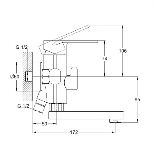 фото смеситель для ванны g-lauf nob3-a128 хром